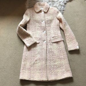Banana Republic pink cream sequined tweed coat